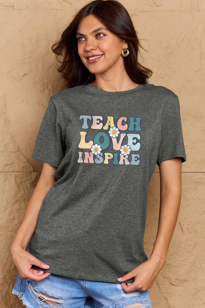 Simply Love Full Size TEACH LOVE INSPIRE Graphic Cotton T-Shirt-Jewearrings