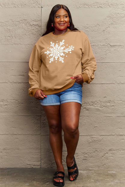 Simply Love Full Size Snowflake Graphic Sweatshirt-Jewearrings