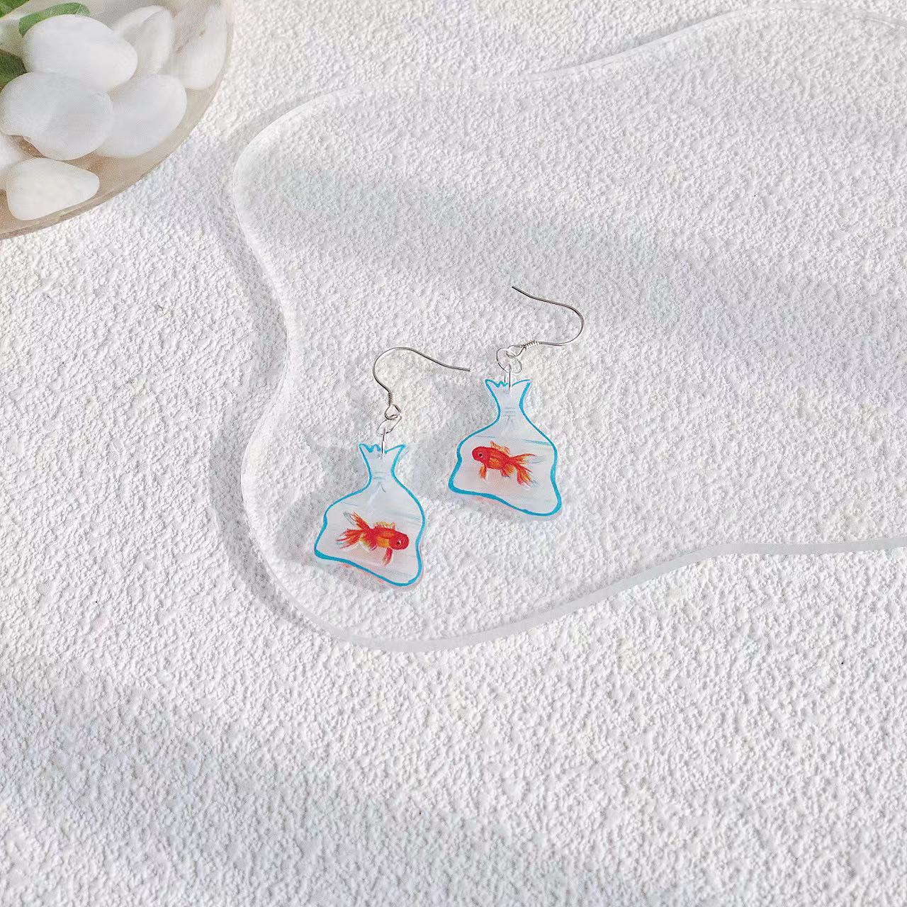 Pocket Goldfish Sterling Silver Earrings Non-piercing Ear Clip-Jewearrings