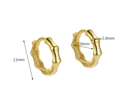 S925 Pure Bamboo Joint Ear Clip Gold Plated Light Luxury Women's Small Earrings-Jewearrings