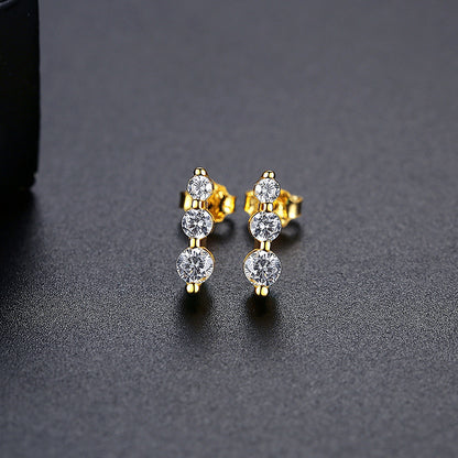 Sterling Silver Zircon Earrings Female Korean Style Simple-Jewearrings