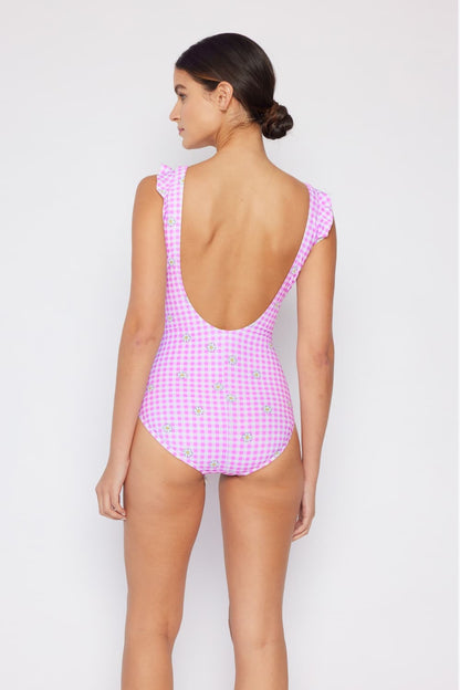 Marina West Swim Full Size Float On Ruffle Faux Wrap One-Piece in Carnation Pink-Jewearrings