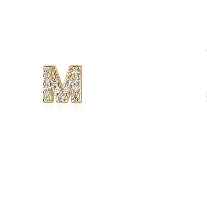 925 Silver Needle English Letter Stud Earrings-Jewearrings