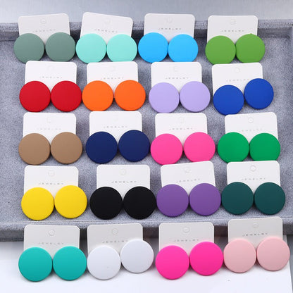 20 Color Round Spray Paint Earrings Simple Fashion Acrylic Personality Candy Color-Jewearrings