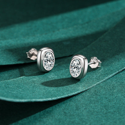 Light Luxury Stud Earrings In Sterling Silver With Diamonds-Jewearrings