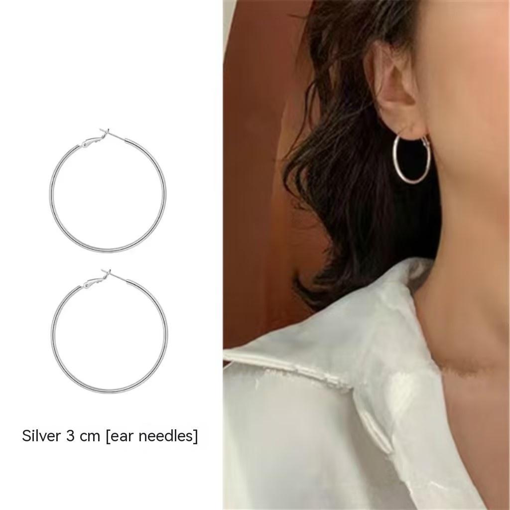 Simple Ear Clip Sterling Silver Earrings For Women-Jewearrings