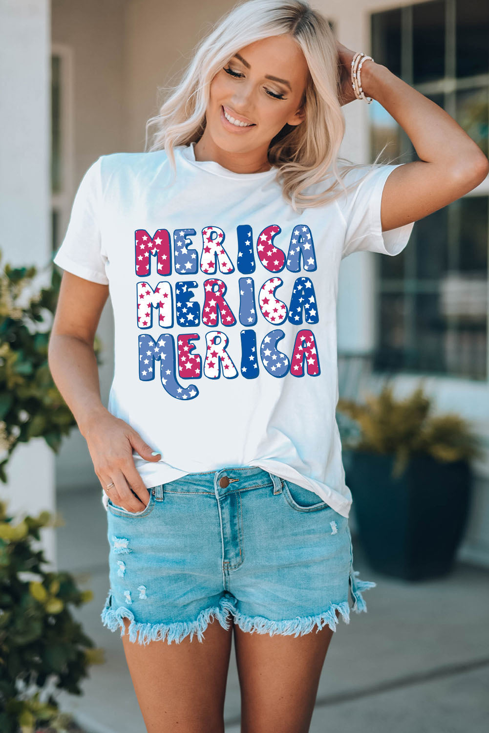 MERICA Graphic Round Neck Tee-Jewearrings