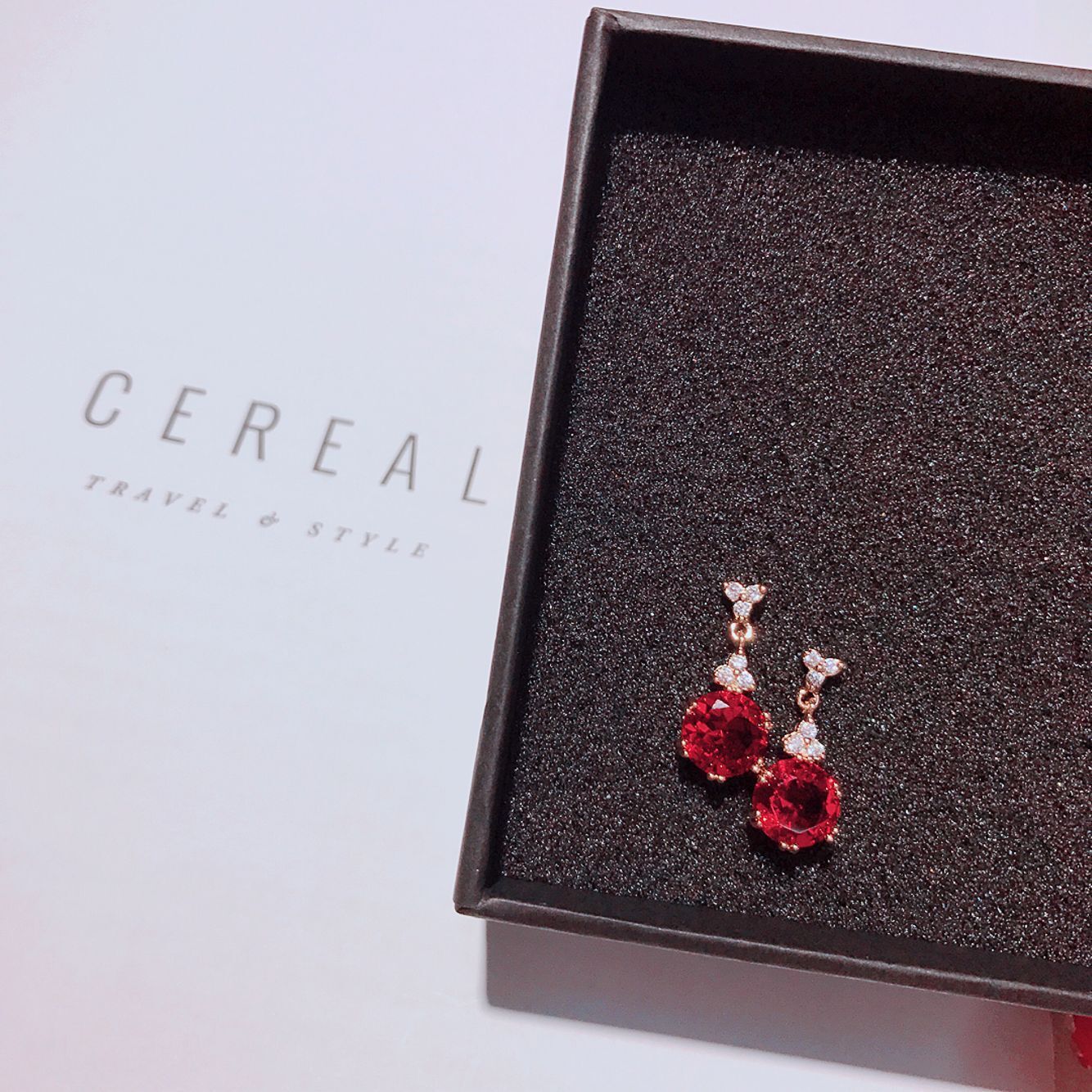 S925 silver needle Korean water drop ruby earrings-Jewearrings