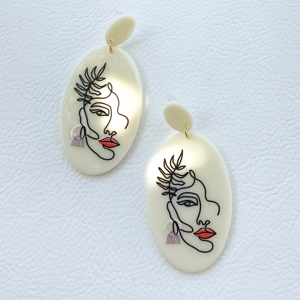 Women's Fashionable Silver Pin Plate Printed Pattern Earrings-Jewearrings