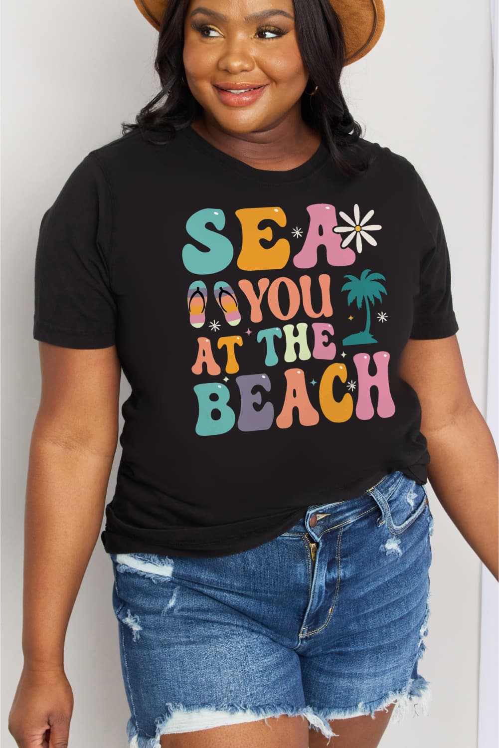 Simply Love Full Size SEA YOU AT THE BEACH Graphic Cotton Tee-Jewearrings