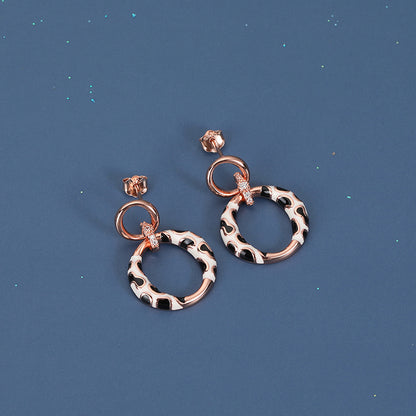 Trendy Leopard Print Stud Earrings in Sterling Silver-Jewearrings