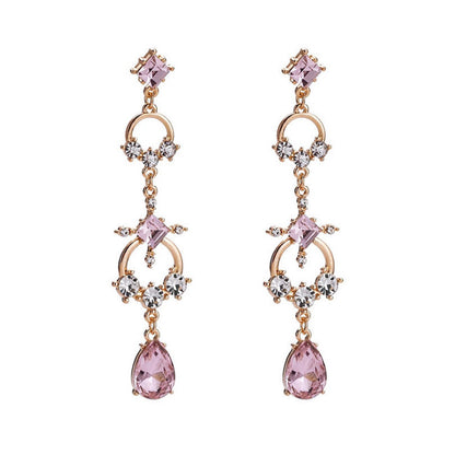 New 925 silver needle baroque style pink drop earrings-Jewearrings