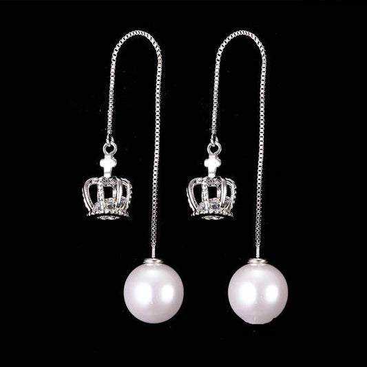 Pearl tassel earrings-Jewearrings