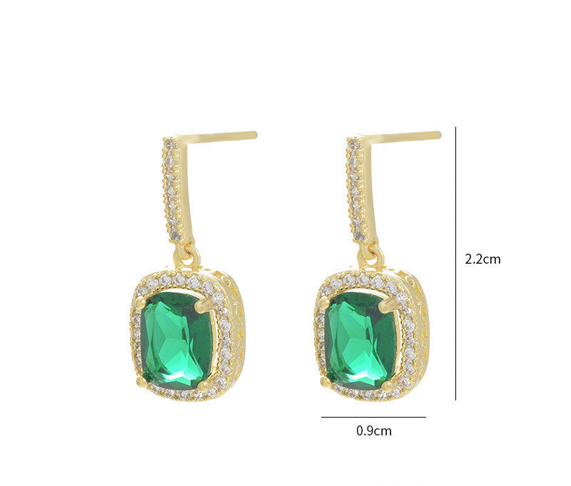 Small Emerald Simple Retro Earrings-Jewearrings