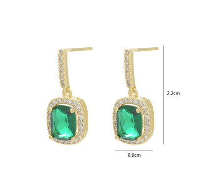 Small Emerald Simple Retro Earrings-Jewearrings