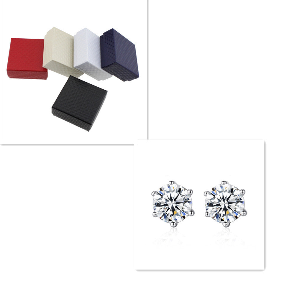 Zircon Sterling Silver Stud Earrings-Jewearrings