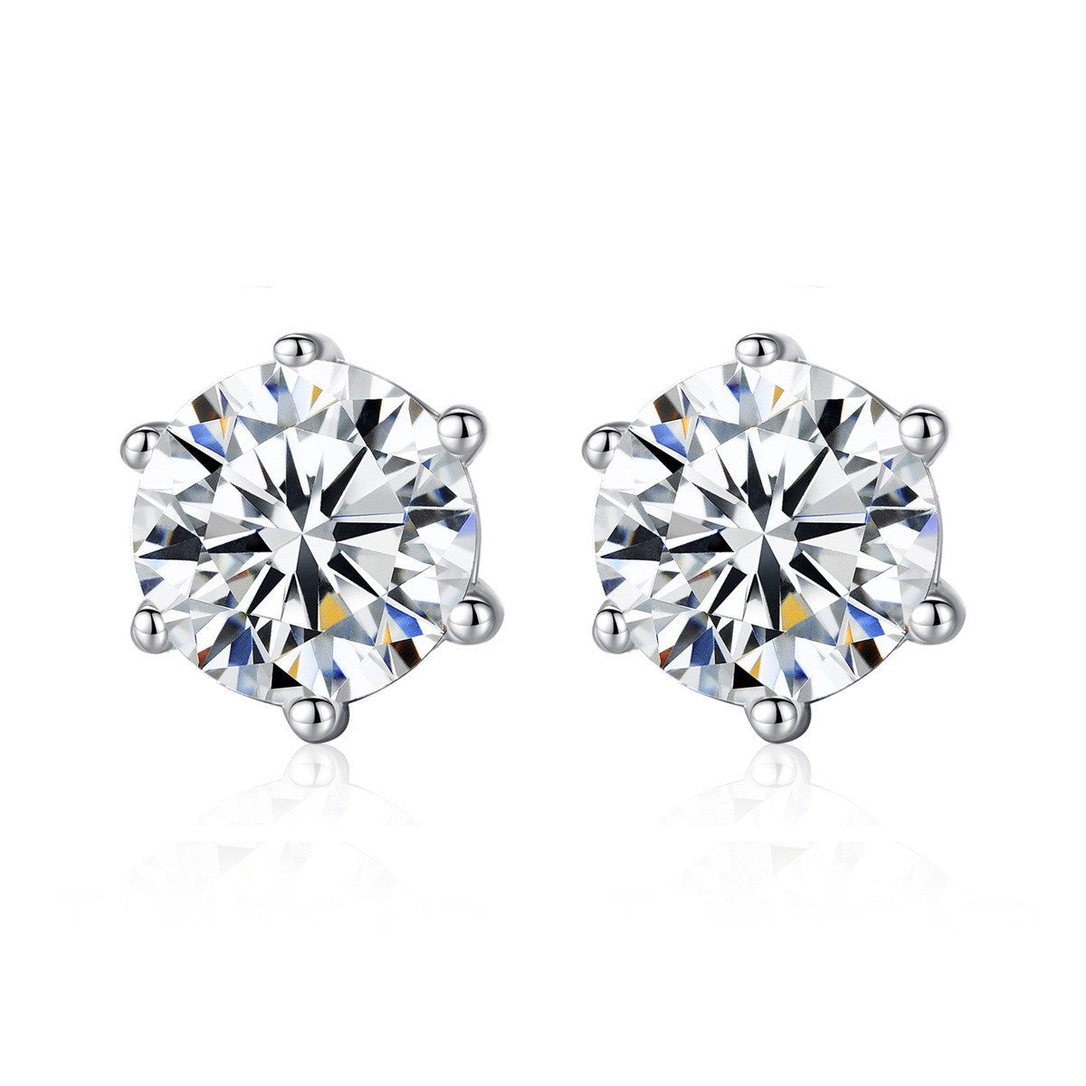 Zircon Sterling Silver Stud Earrings-Jewearrings