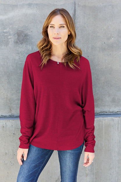 Double Take Full Size Round Neck Long Sleeve T-Shirt-Jewearrings