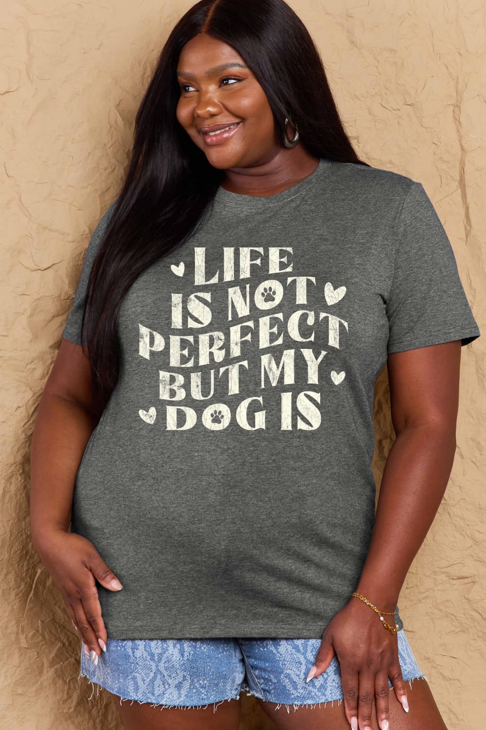 Simply Love Full Size Dog Slogan Graphic Cotton T-Shirt-Jewearrings