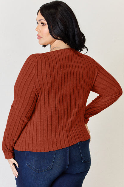 Basic Bae Full Size Ribbed Long Sleeve T-Shirt-Jewearrings