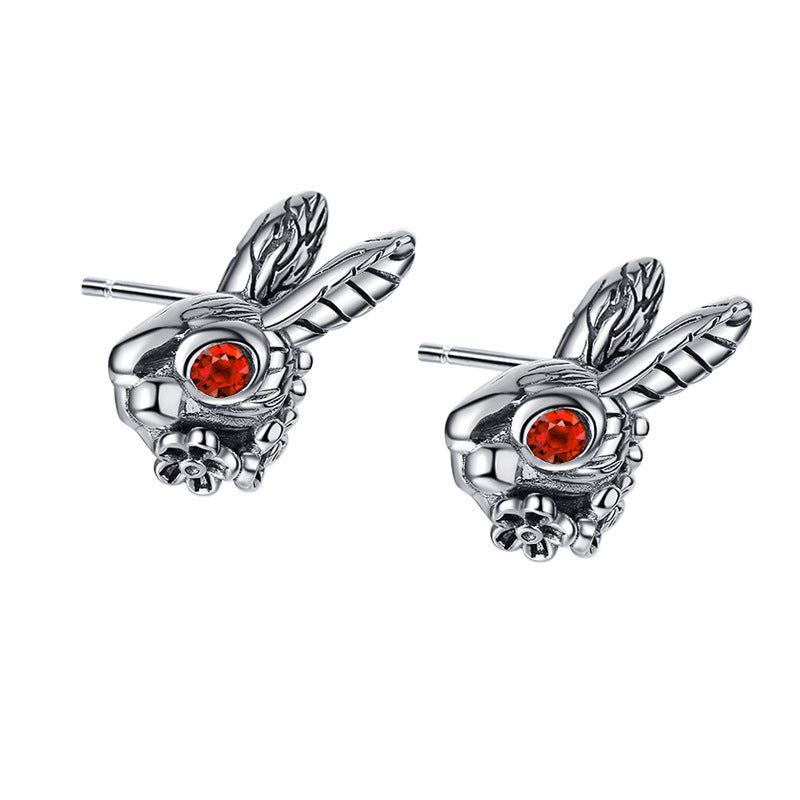 S925 Sterling Silver Stud Earrings Arrogant Retro Rabbit-Jewearrings