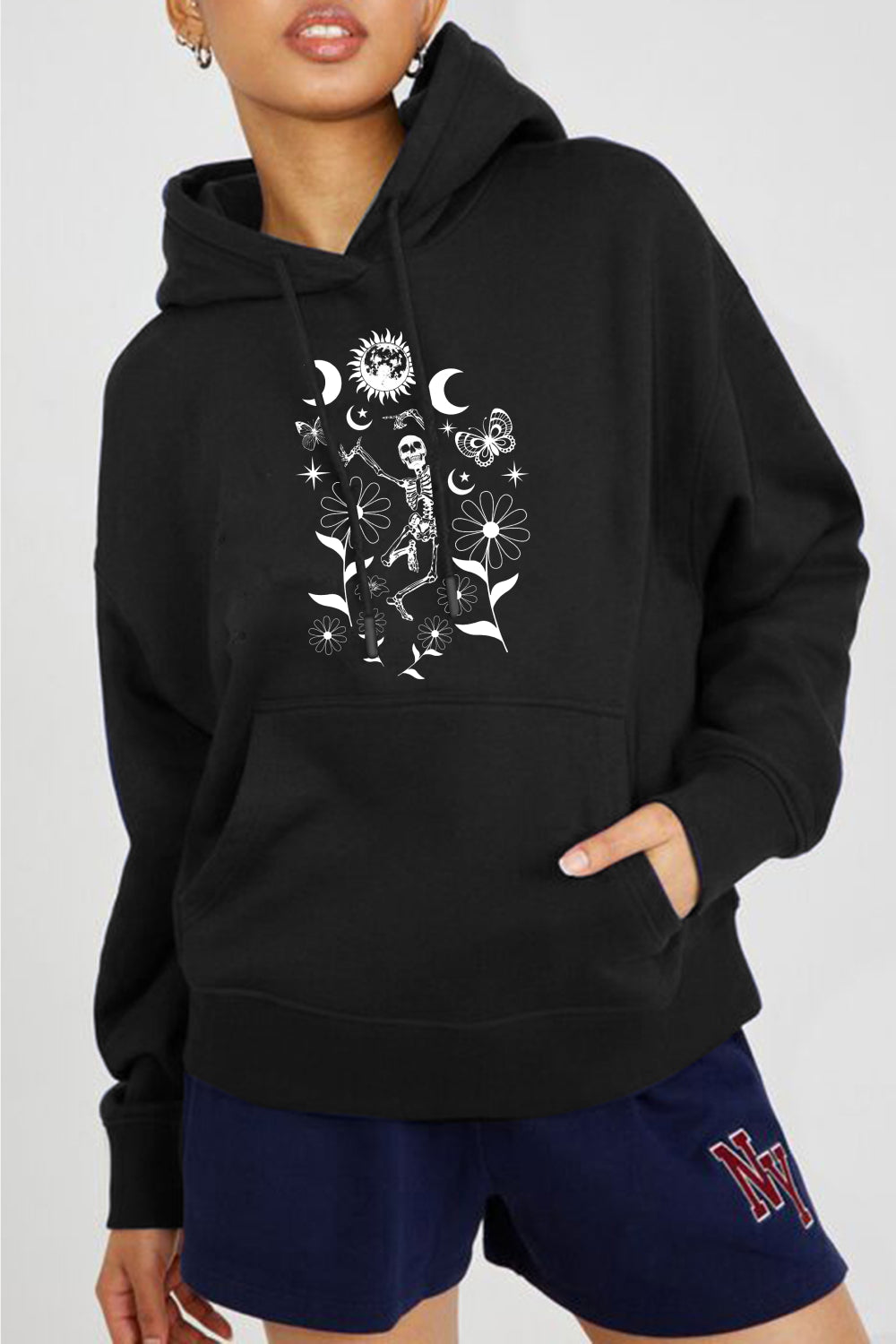 Simply Love Simply Love Full Size Dancing Skeleton Graphic Hoodie-Jewearrings