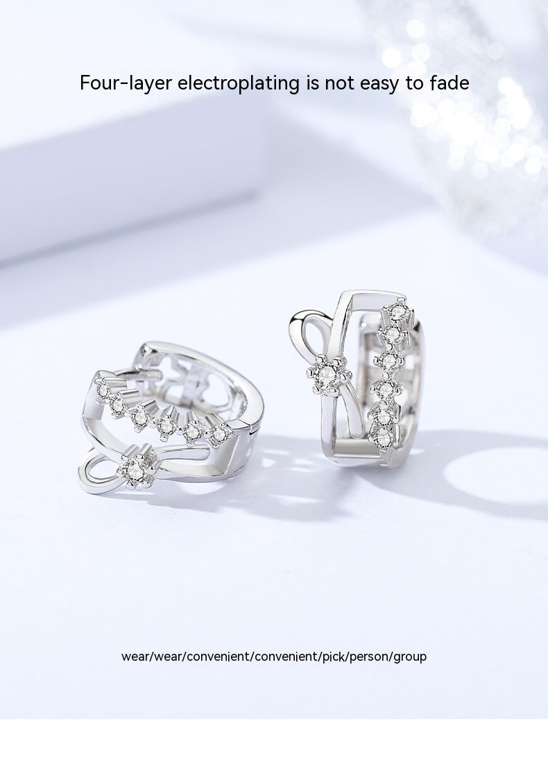 S925 Zircon Bow Double Row Earrings-Jewearrings