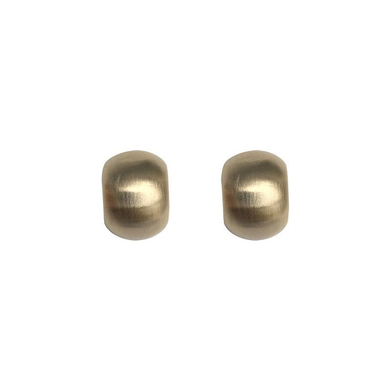 Sterling Silver Needle Simple Cold Style Pea Brushed Stud Earrings-Jewearrings