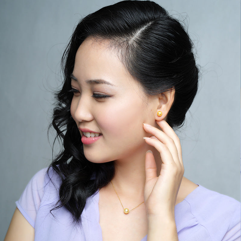 Small Bulb 18k Gold Pearl Stud Earrings-Jewearrings