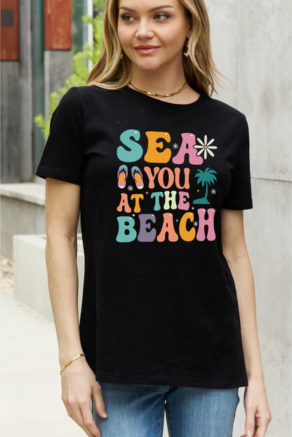 Simply Love Full Size SEA YOU AT THE BEACH Graphic Cotton Tee-Jewearrings