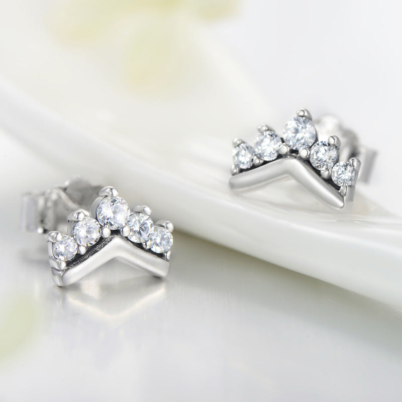 S925 Sterling Silver Crown Cute Earrings Women-Jewearrings