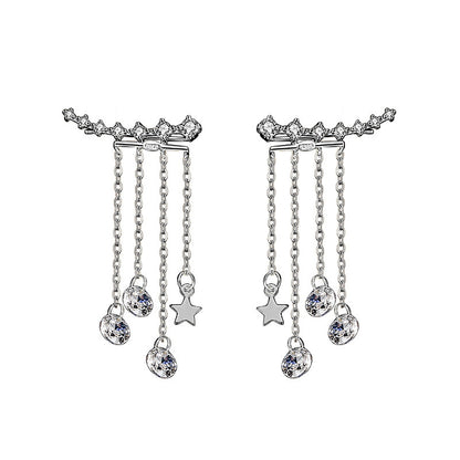 New Female 925 Sterling Silver Tassel Earrings Summer-Jewearrings