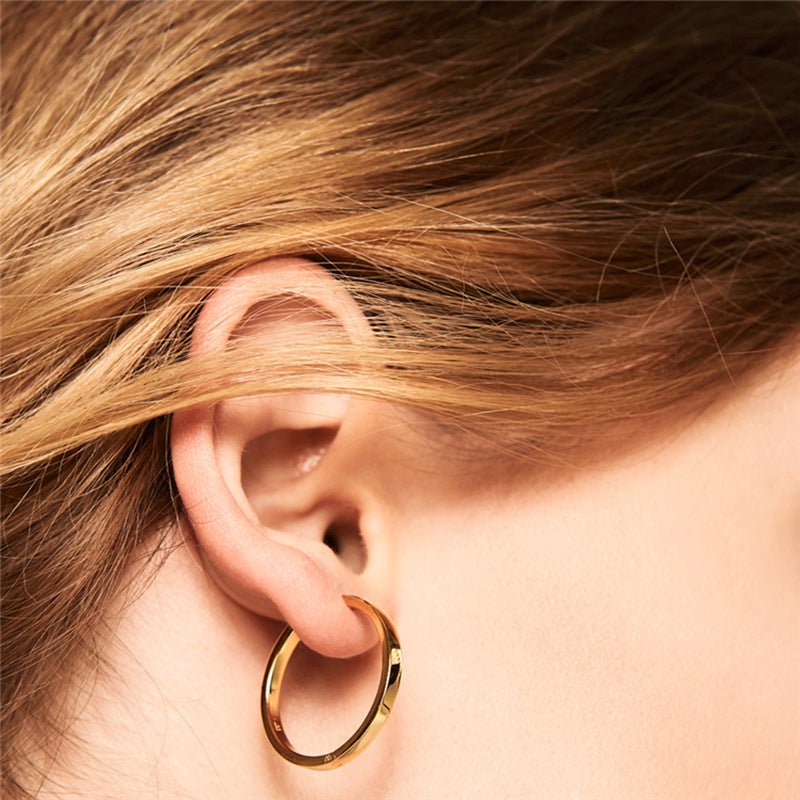 20mm Fashion Gold Bold Round Ring Earrings-Jewearrings