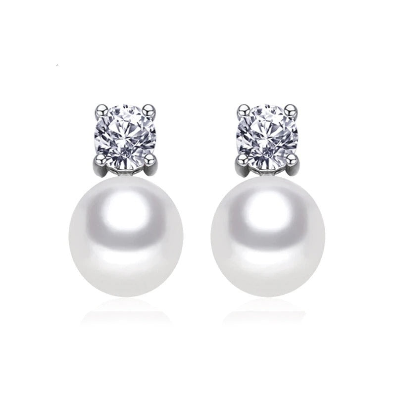 Round pearl stud earrings-Jewearrings