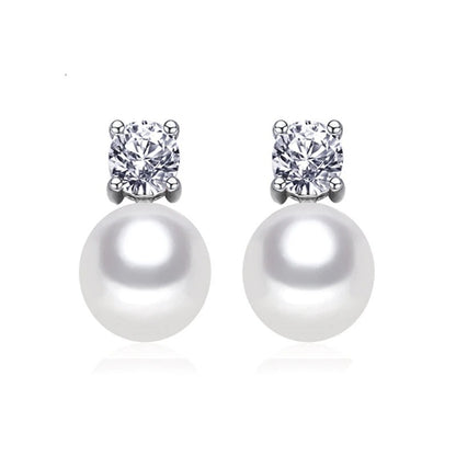 Round pearl stud earrings-Jewearrings