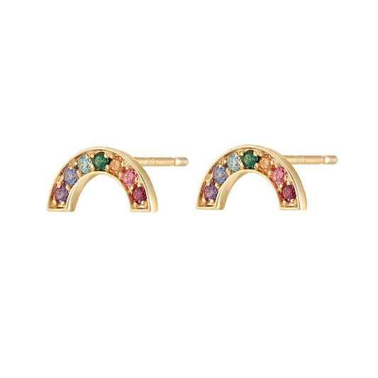 Sterling Silver Rainbow Stud Earrings Fashion-Jewearrings