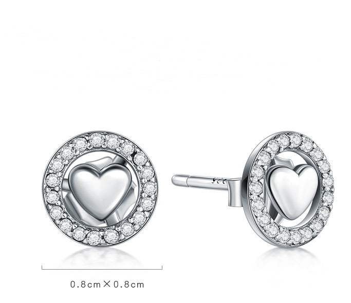 Small Silver Bean Love S925 Sterling Silver Stud Earrings-Jewearrings