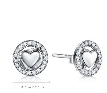 Small Silver Bean Love S925 Sterling Silver Stud Earrings-Jewearrings