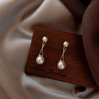 Silver needle cross Pearl Earrings-Jewearrings