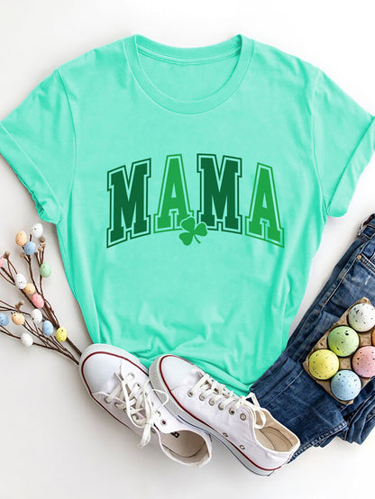 MAMA Round Neck Short Sleeve T-Shirt-Jewearrings