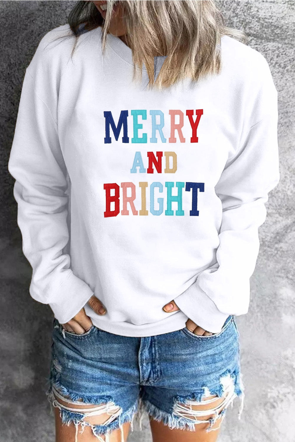 MERRY AND BRIGHT Graphic Sweatshirt-Jewearrings