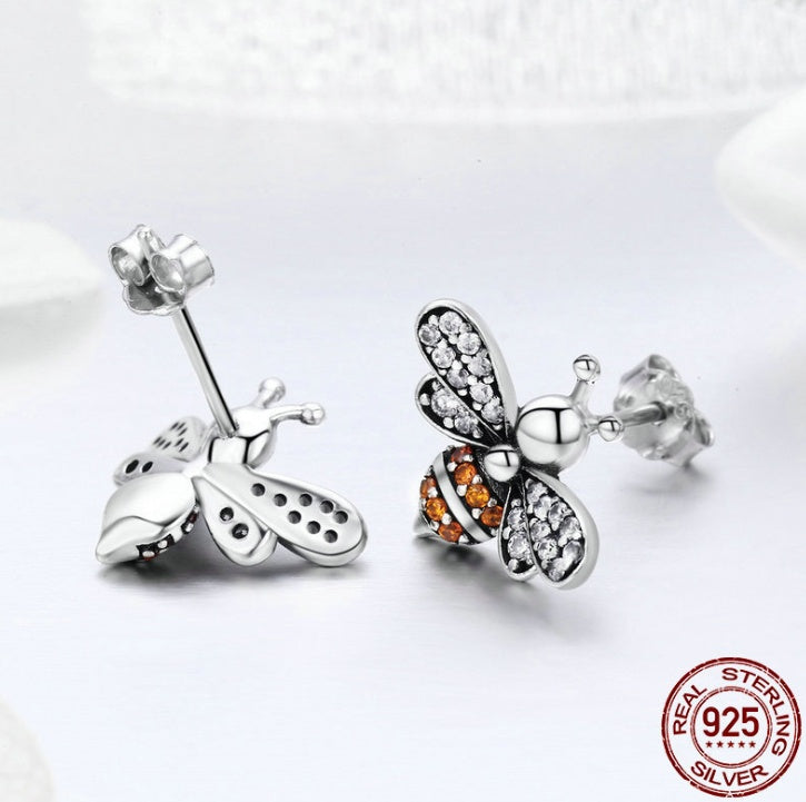 European and American popular s925 sterling silver bee earrings-Jewearrings