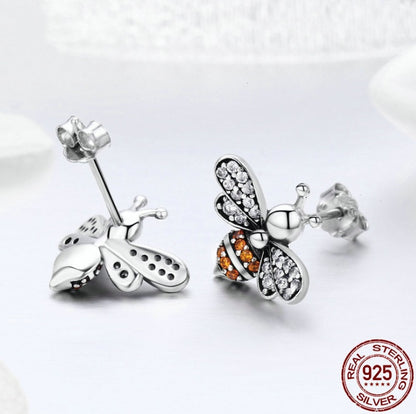 European and American popular s925 sterling silver bee earrings-Jewearrings