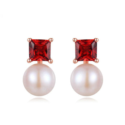 Natural Garnet Pearl Earrings-Jewearrings