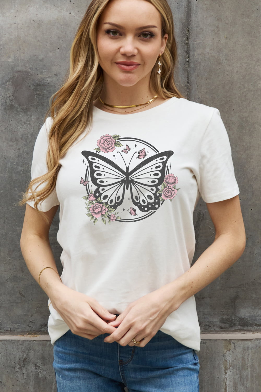 Simply Love Simply Love Full Size Butterfly Graphic Cotton Tee-Jewearrings