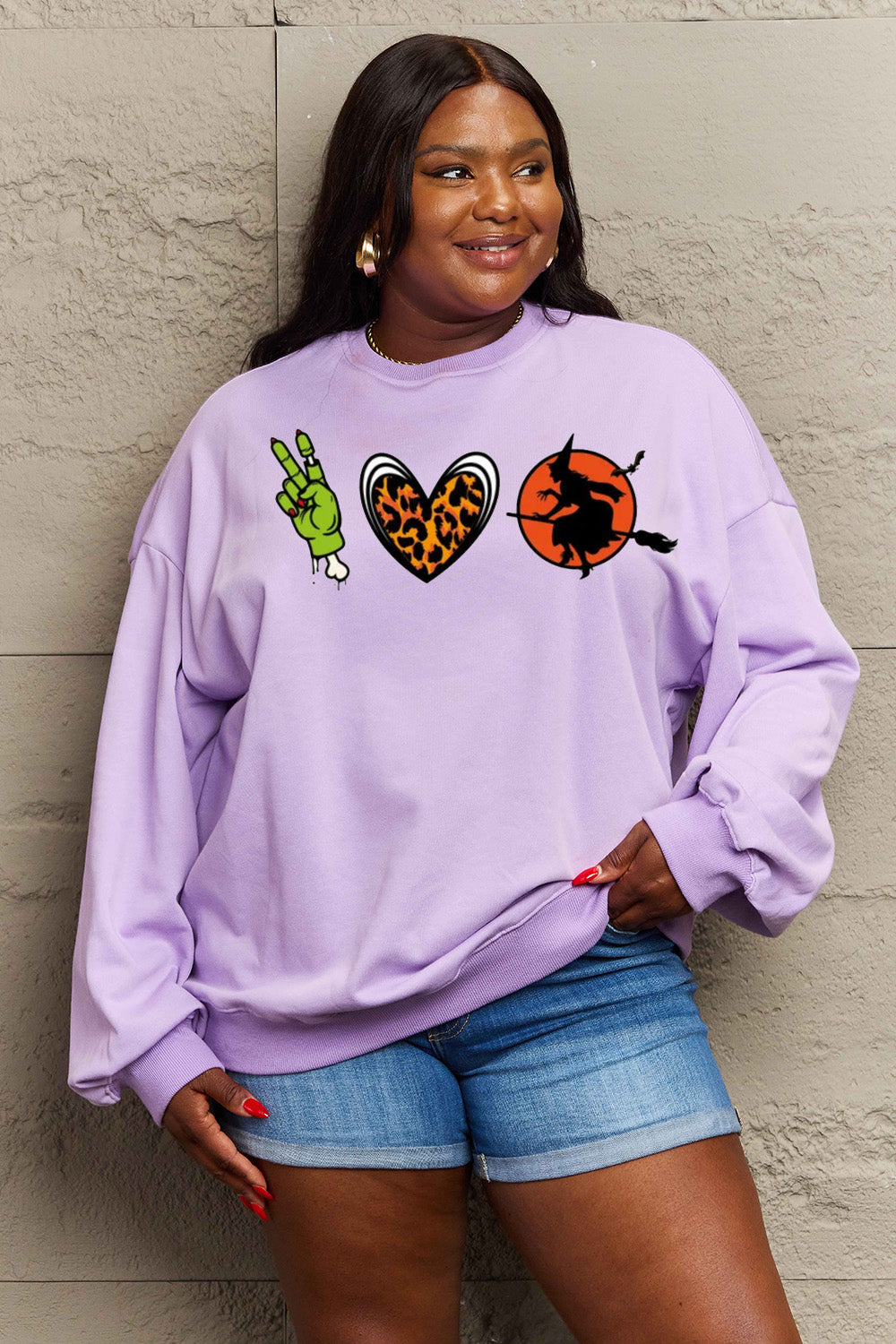 Simply Love Full Size Drop Shoulder Graphic Sweatshirt-Jewearrings