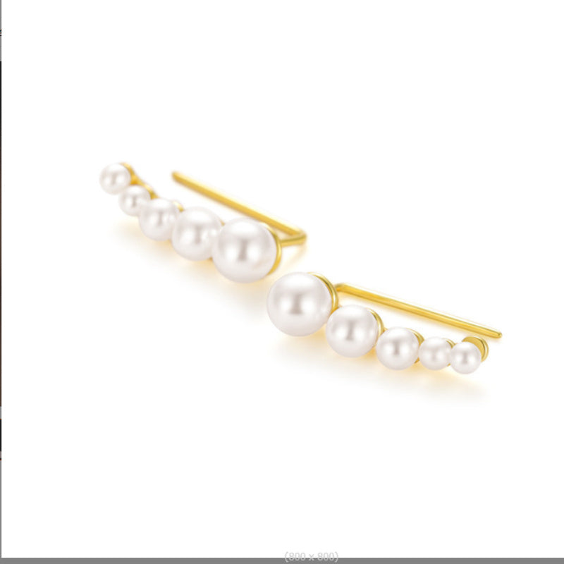 S925 Sterling Silver Single Row Size Pearl Stud Earrings-Jewearrings