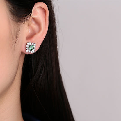 Emerald Stud Earrings Female Temperament Advanced-Jewearrings