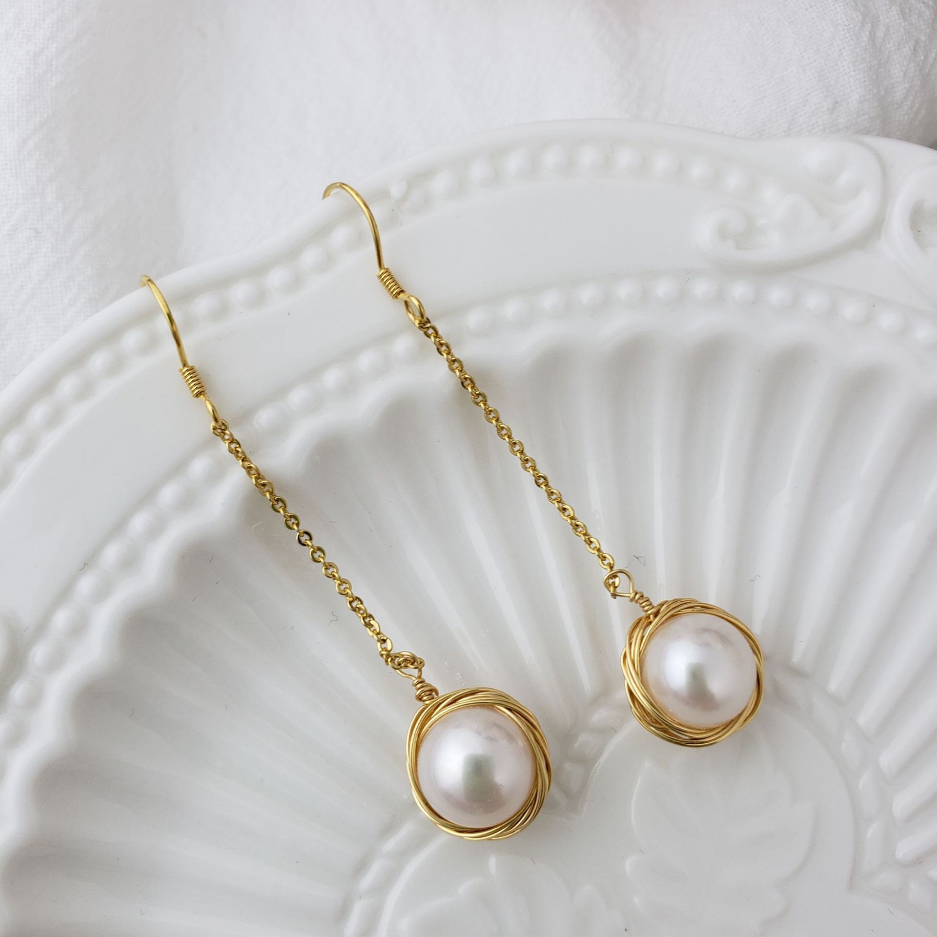 Women's Long Pearl Earrings-Jewearrings