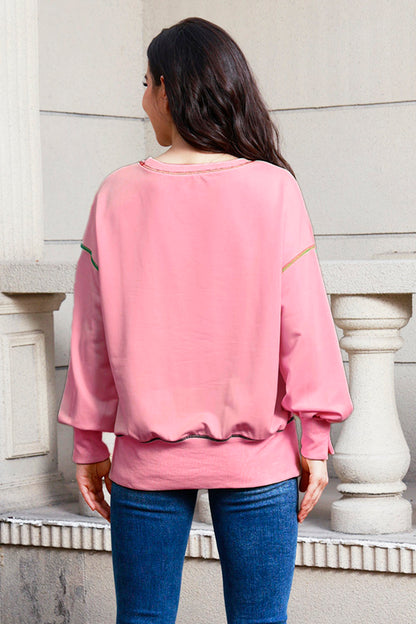 Sequin Nutcracker Round Neck Slit Sweatshirt-Jewearrings